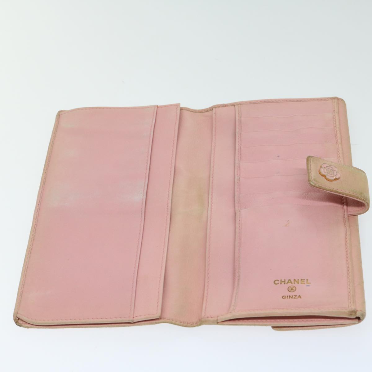 CHANEL Wallet Leather 3Set Black Pink Orange CC Auth bs12303