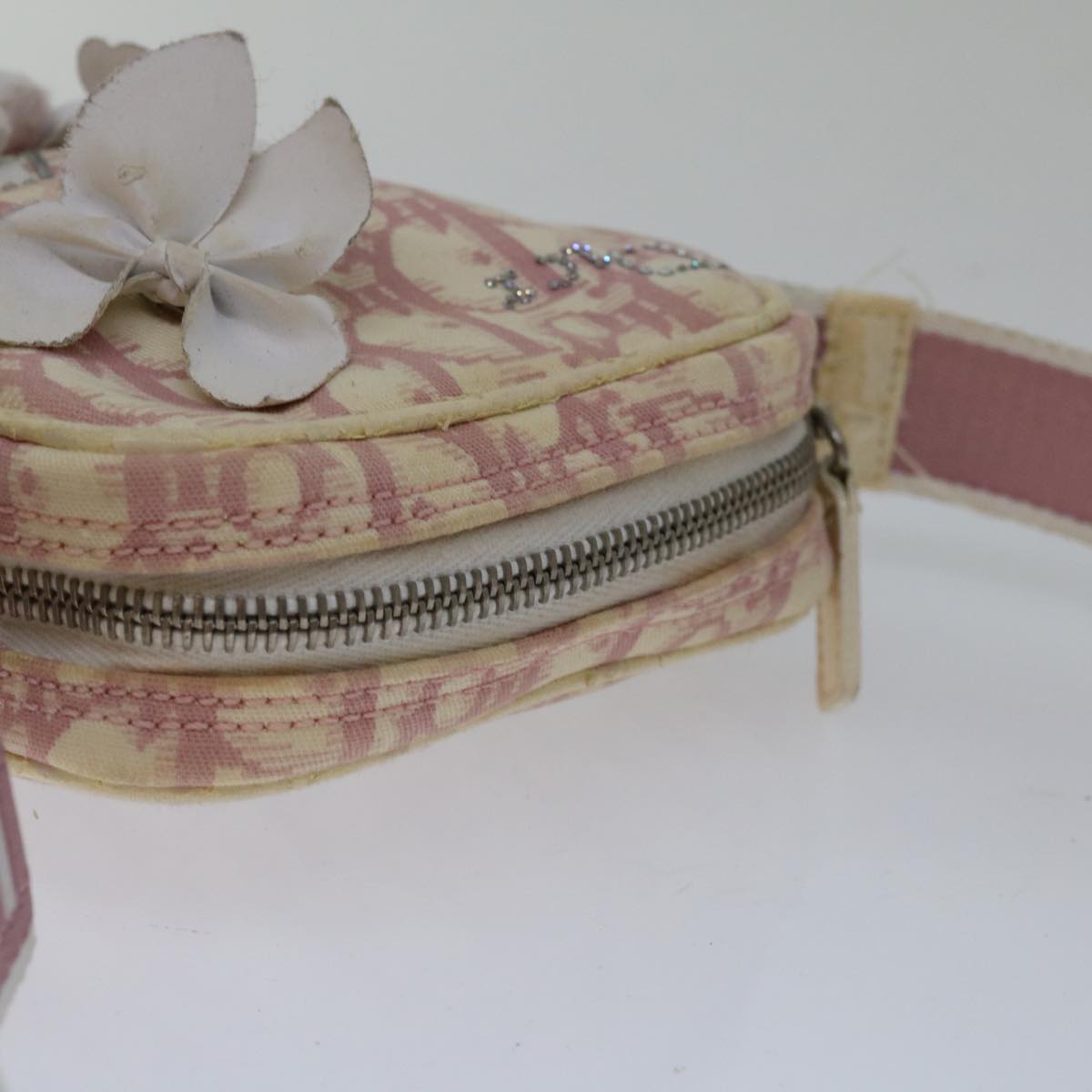 Christian Dior Trotter Canvas Shoulder Bag Pink Auth bs12312