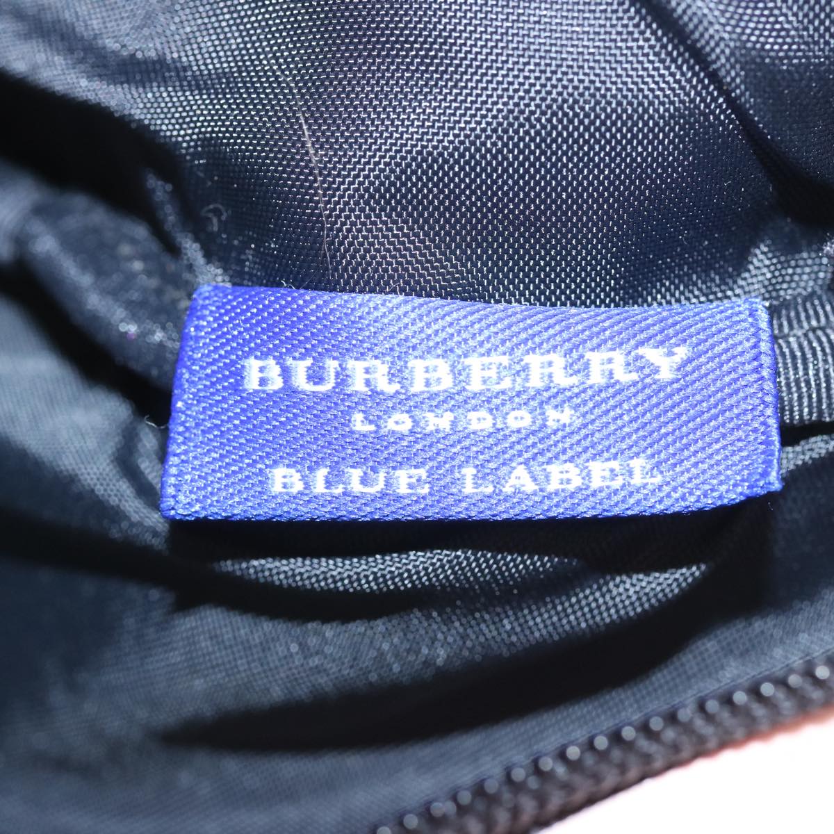 BURBERRY Nova Check Blue Label Hand Bag Nylon Purple Auth bs12315