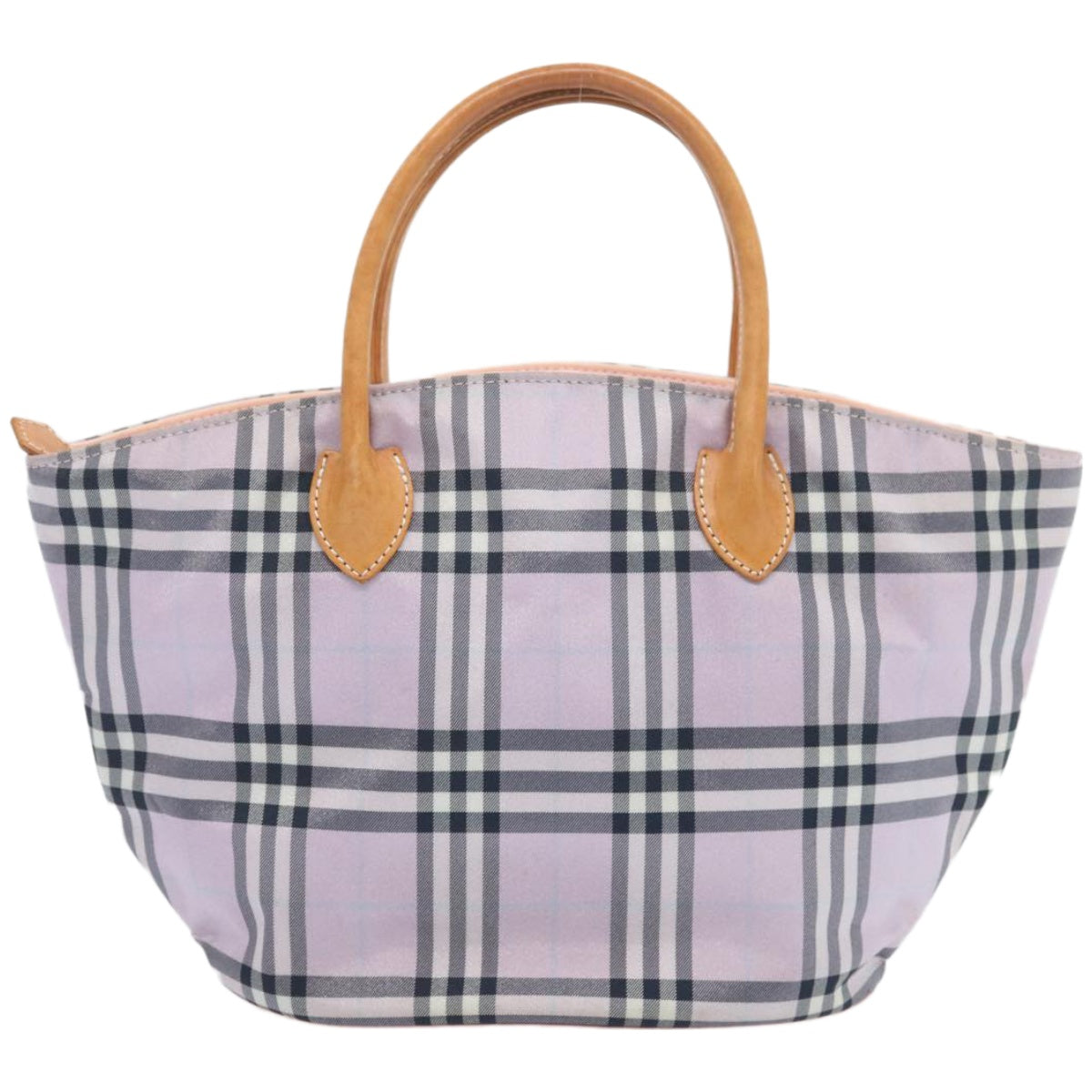 BURBERRY Nova Check Blue Label Hand Bag Nylon Purple Auth bs12315