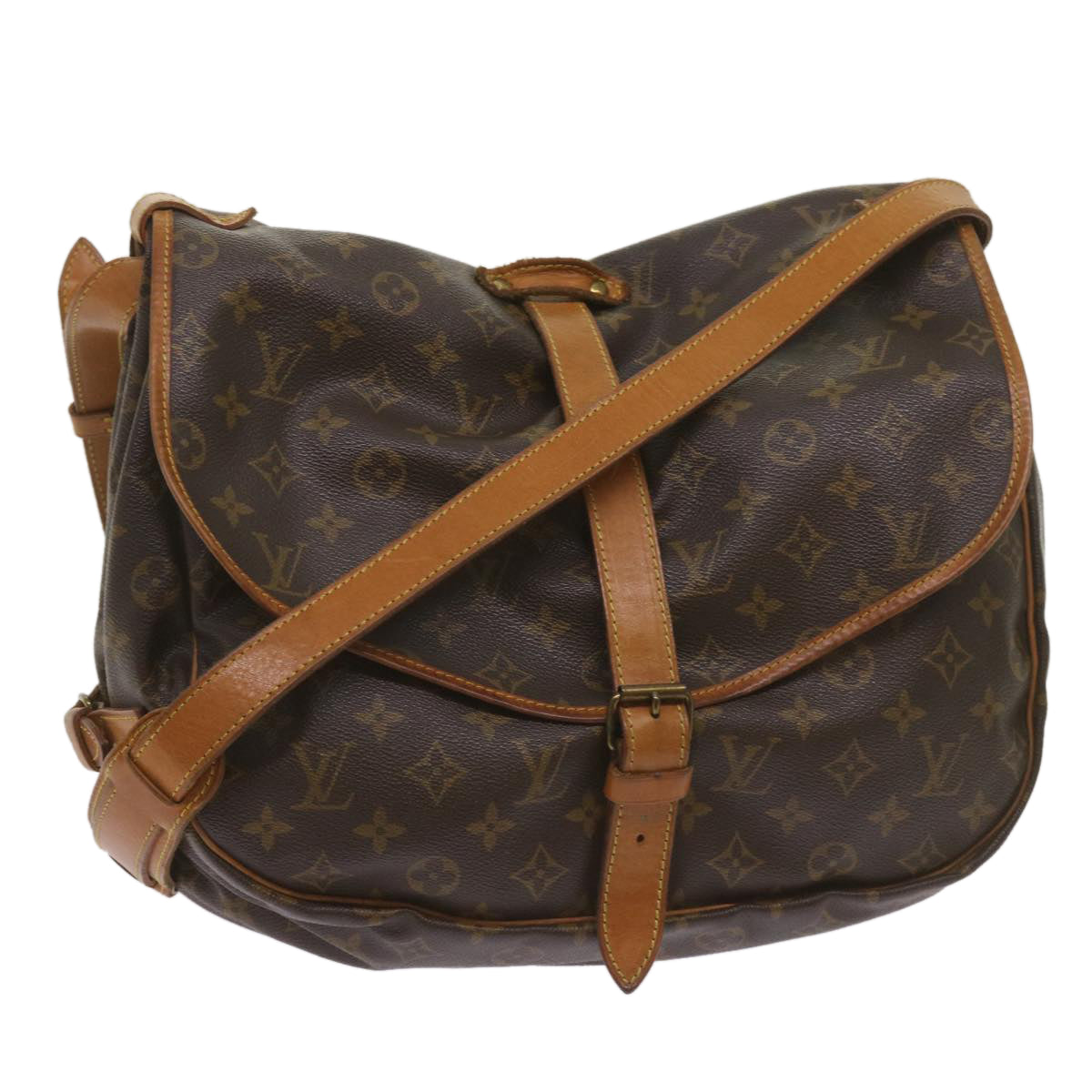 LOUIS VUITTON Monogram Saumur 35 Shoulder Bag M42254 LV Auth bs12317