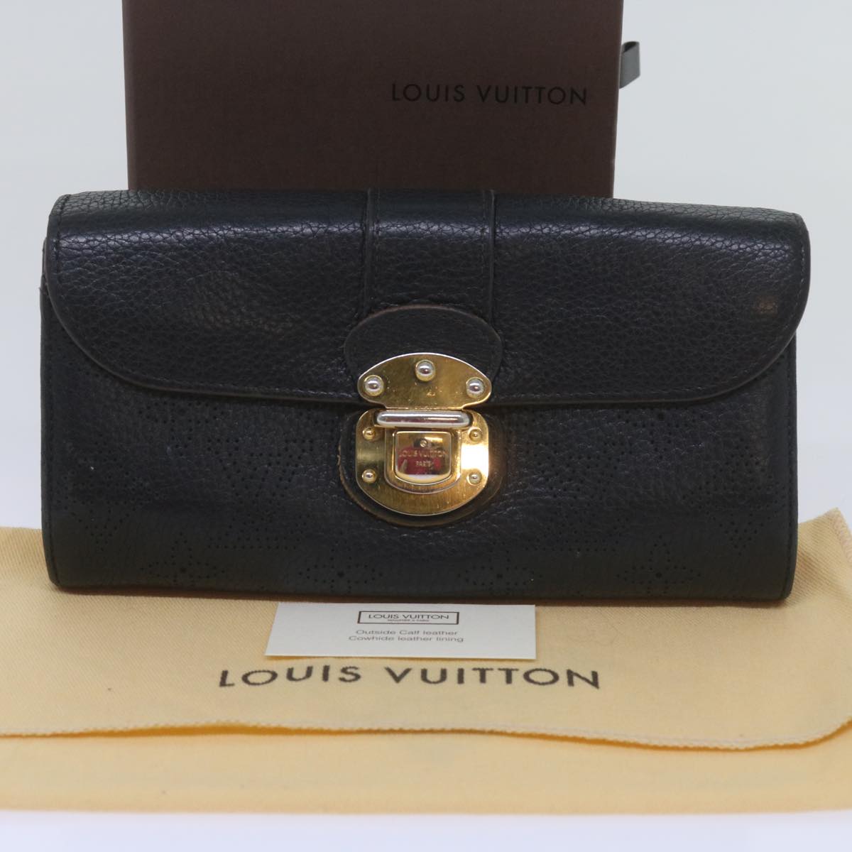 LOUIS VUITTON Monogram Mahina Portefeuille Amelia Black M95549 LV Auth bs12322