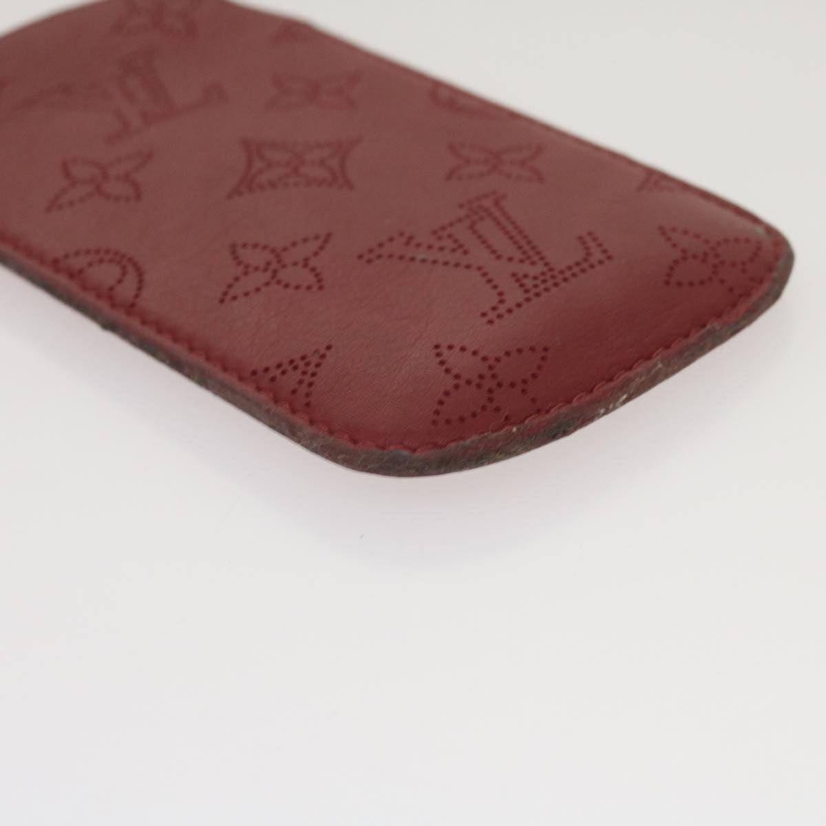 LOUIS VUITTON Monogram Mahina iPhone Case Leather Red LV Auth bs12325