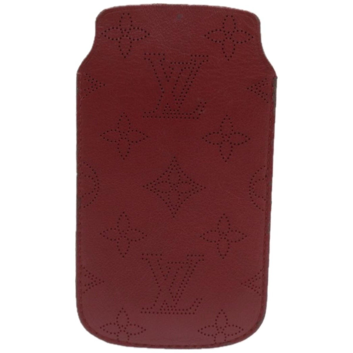 LOUIS VUITTON Monogram Mahina iPhone Case Leather Red LV Auth bs12325