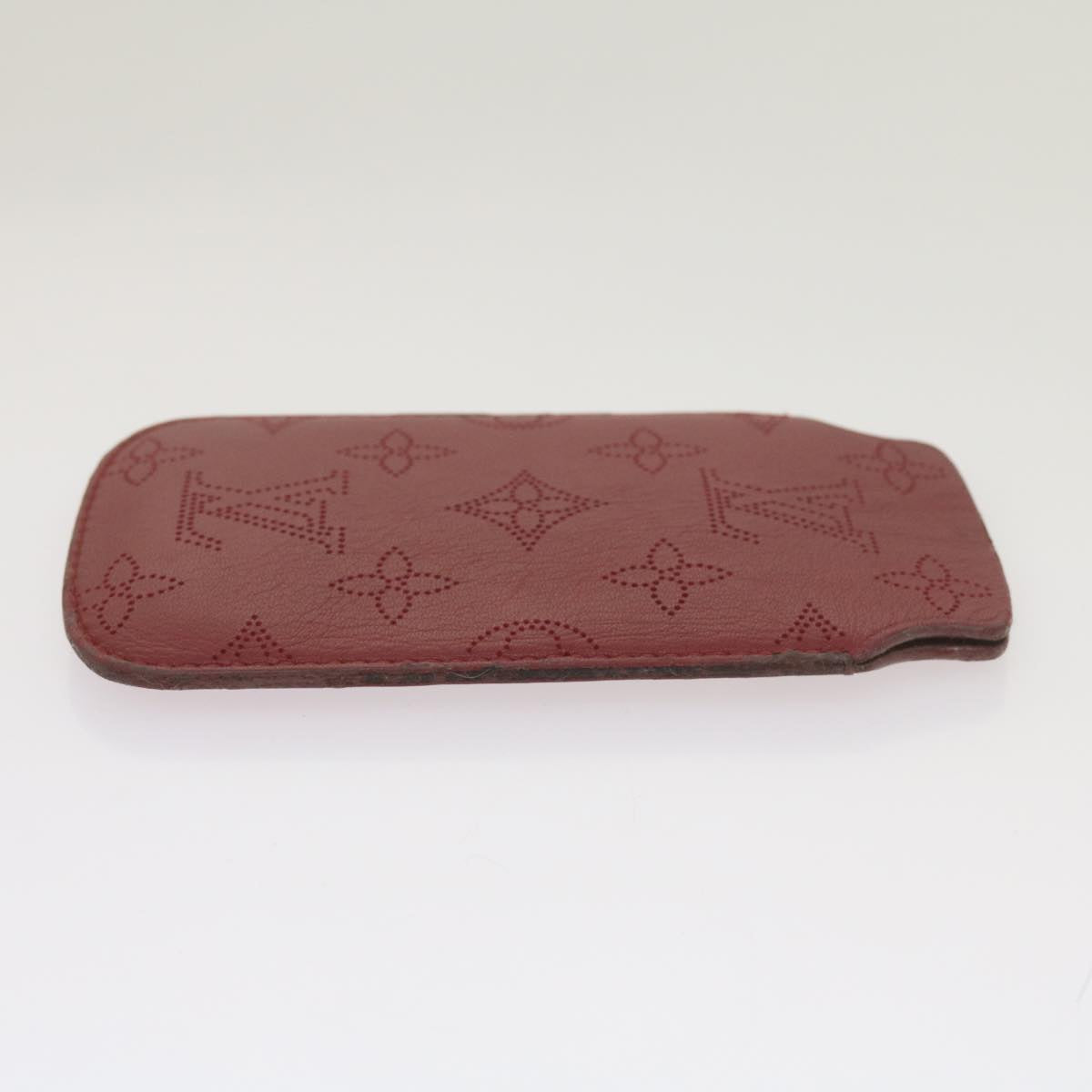 LOUIS VUITTON Monogram Mahina iPhone Case Leather Red LV Auth bs12325