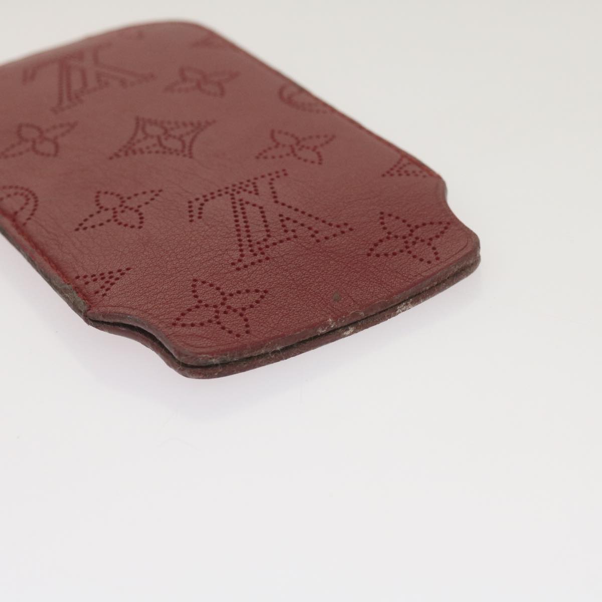 LOUIS VUITTON Monogram Mahina iPhone Case Leather Red LV Auth bs12325