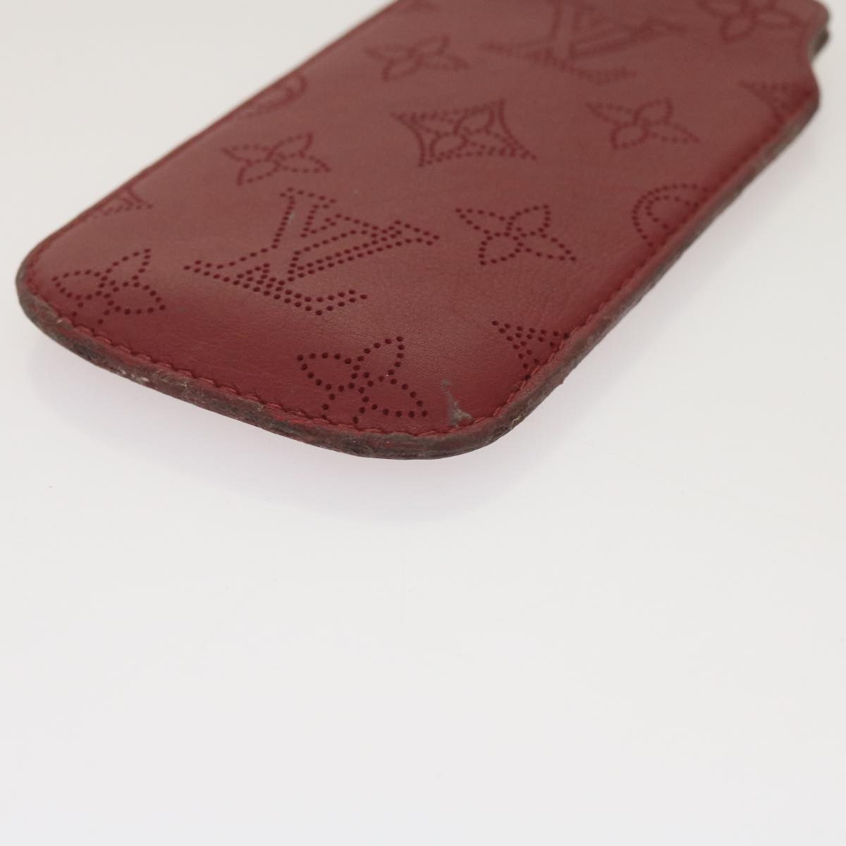 LOUIS VUITTON Monogram Mahina iPhone Case Leather Red LV Auth bs12325