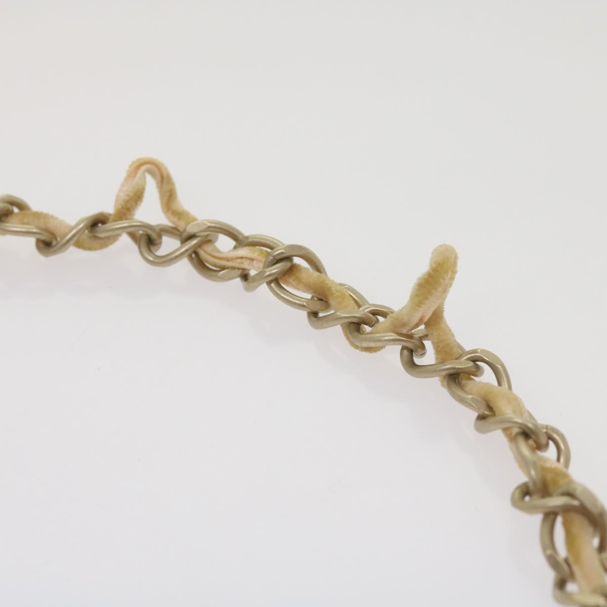 CHANEL Ribbon Chain metal Pink CC Auth bs12327