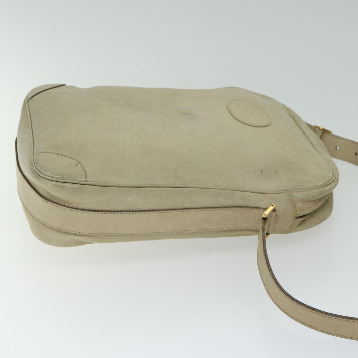 CHANEL Shoulder Bag Leather Beige CC Auth bs12353