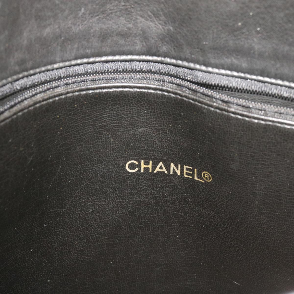 CHANEL Chain Shoulder Bag Leather Black CC Auth bs12354