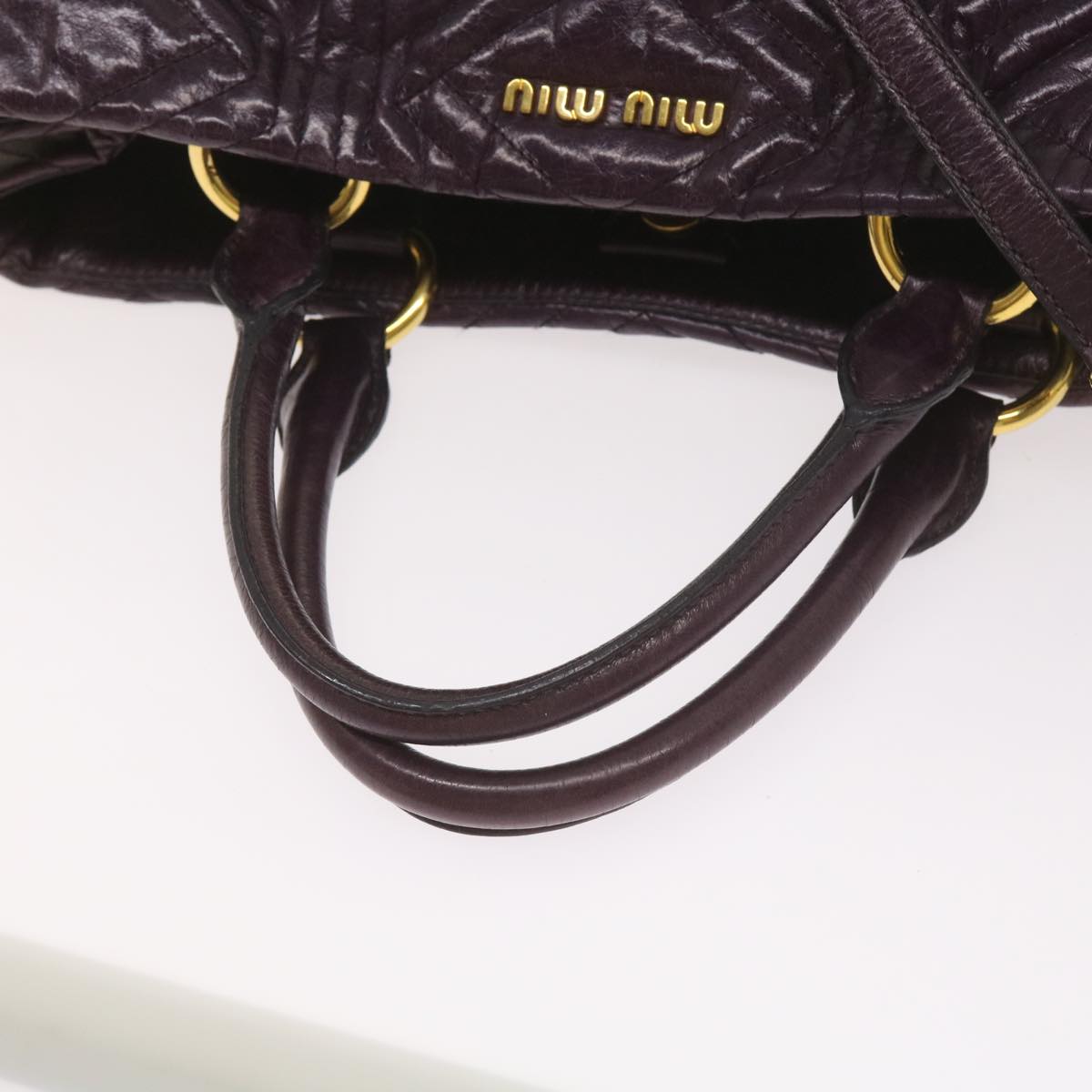 Miu Miu Hand Bag Leather 2way Purple Auth bs12357