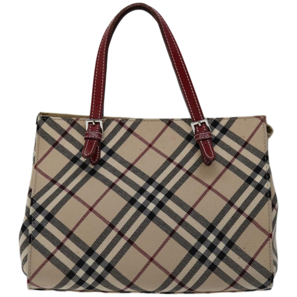 BURBERRY Nova Check Blue Label Hand Bag Canvas Beige Auth bs12365