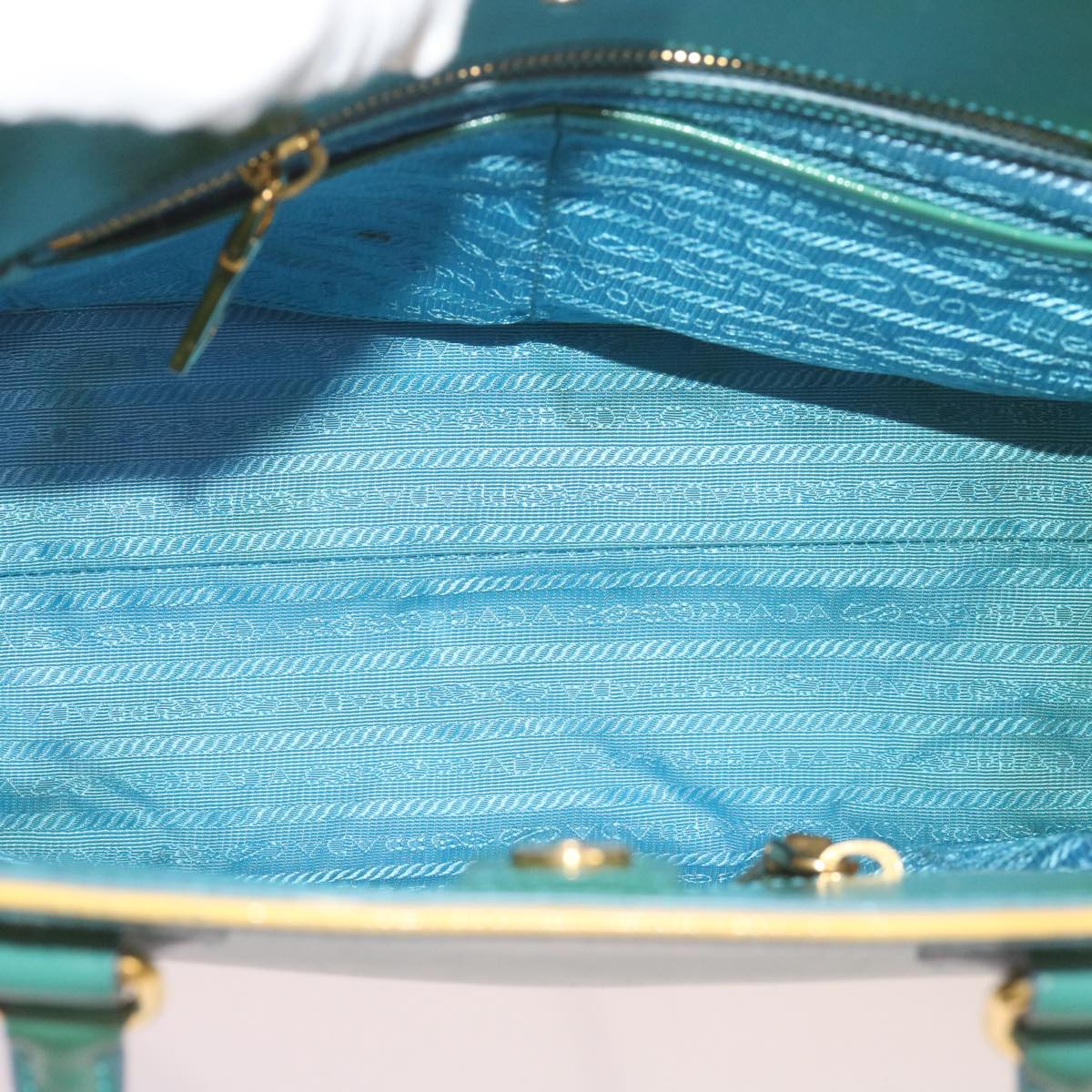 PRADA Hand Bag Leather 2way Turquoise Blue Auth bs12369