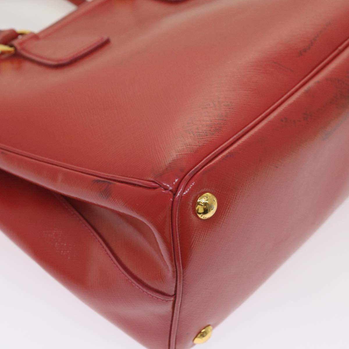 PRADA Hand Bag Leather Red Auth bs12371