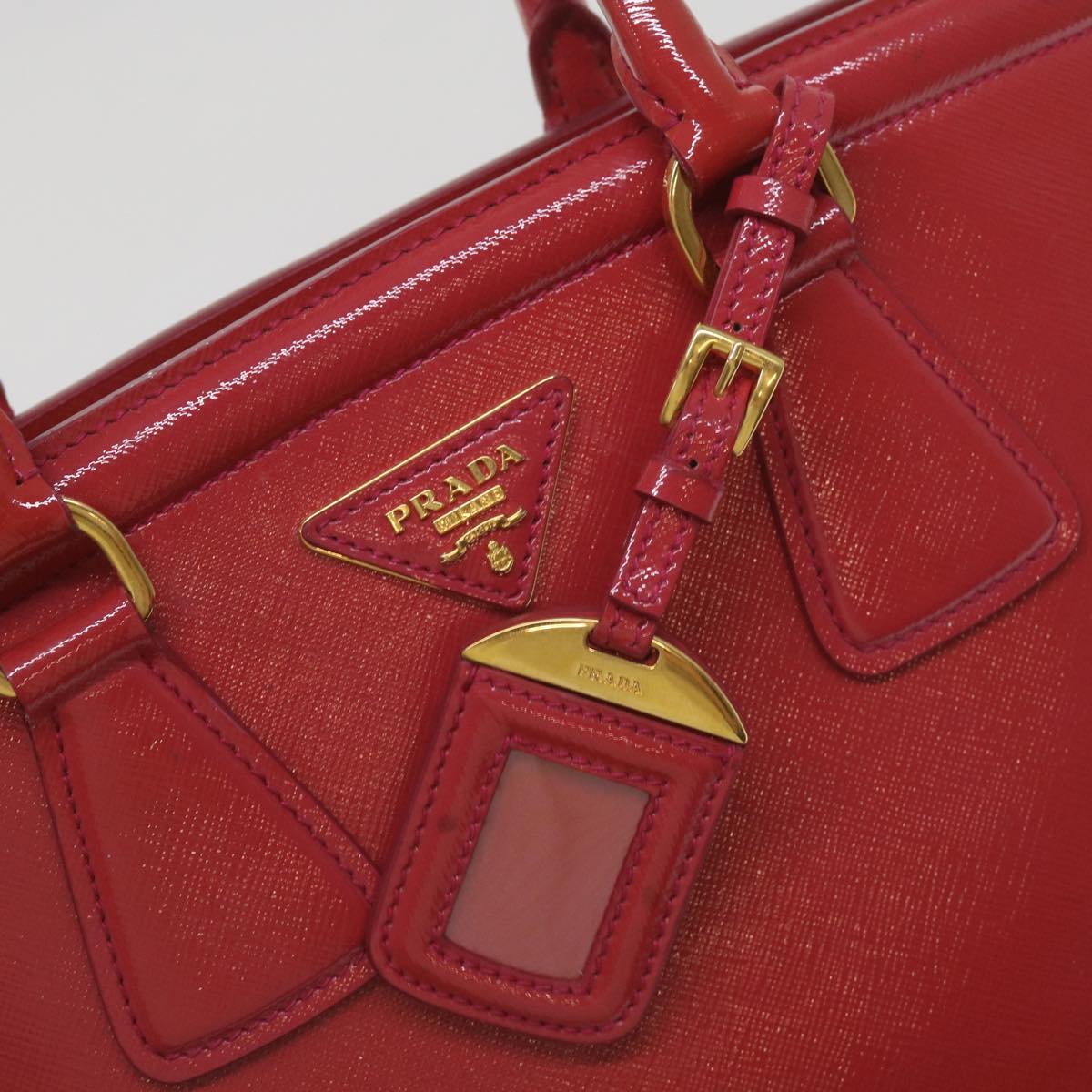 PRADA Hand Bag Leather Red Auth bs12371