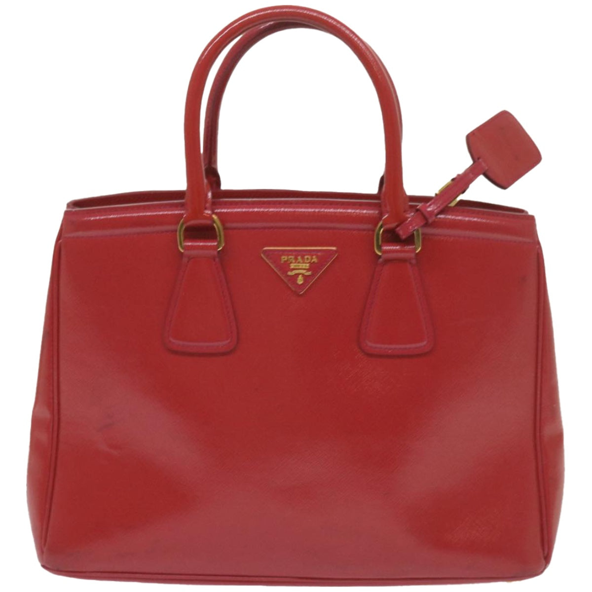 PRADA Hand Bag Leather Red Auth bs12371