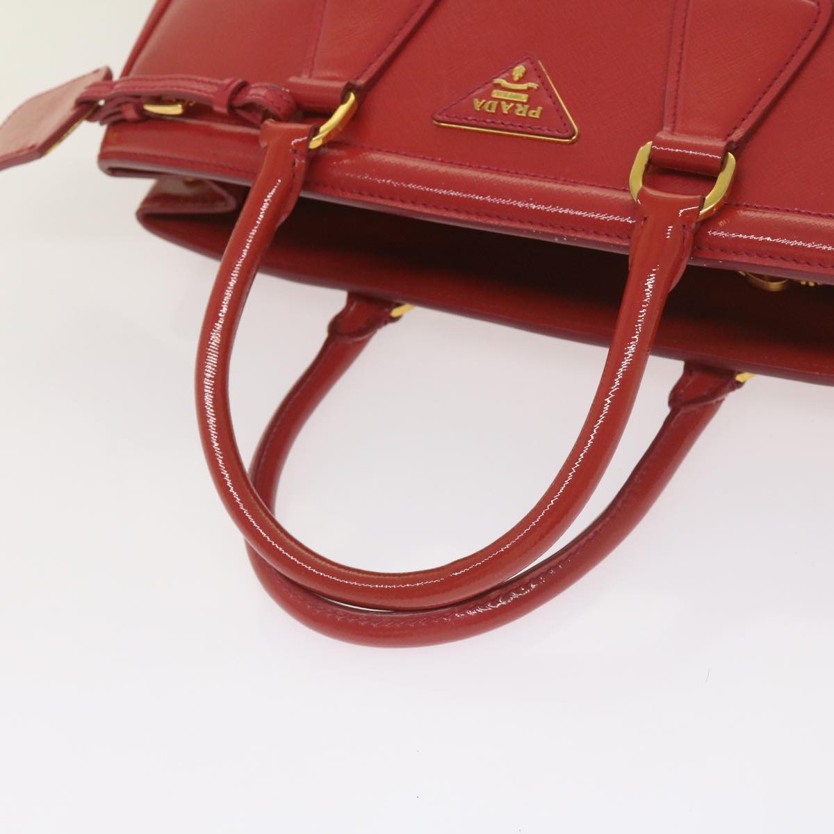 PRADA Hand Bag Leather Red Auth bs12371