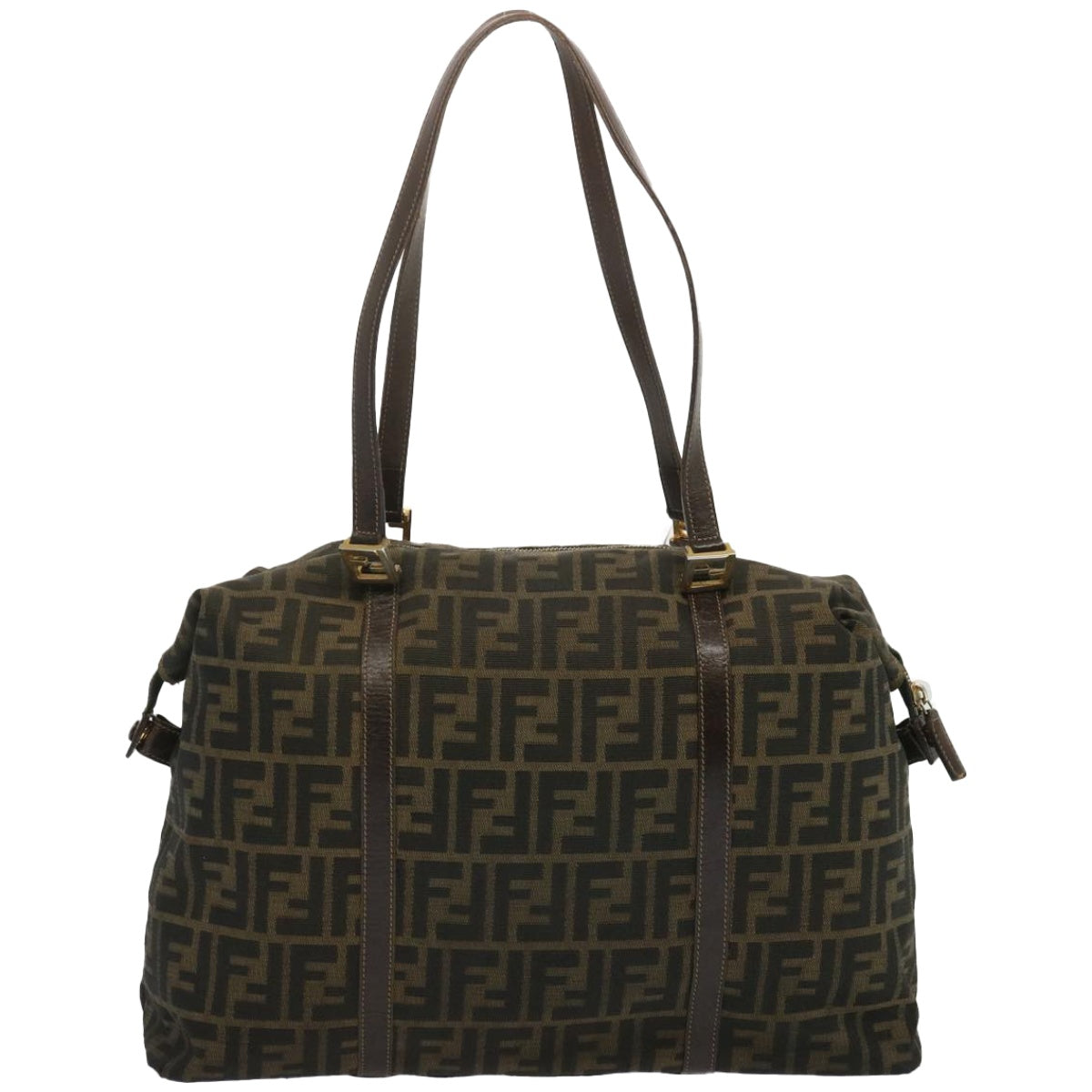 FENDI Zucca Canvas Tote Bag Black Brown Auth bs12373