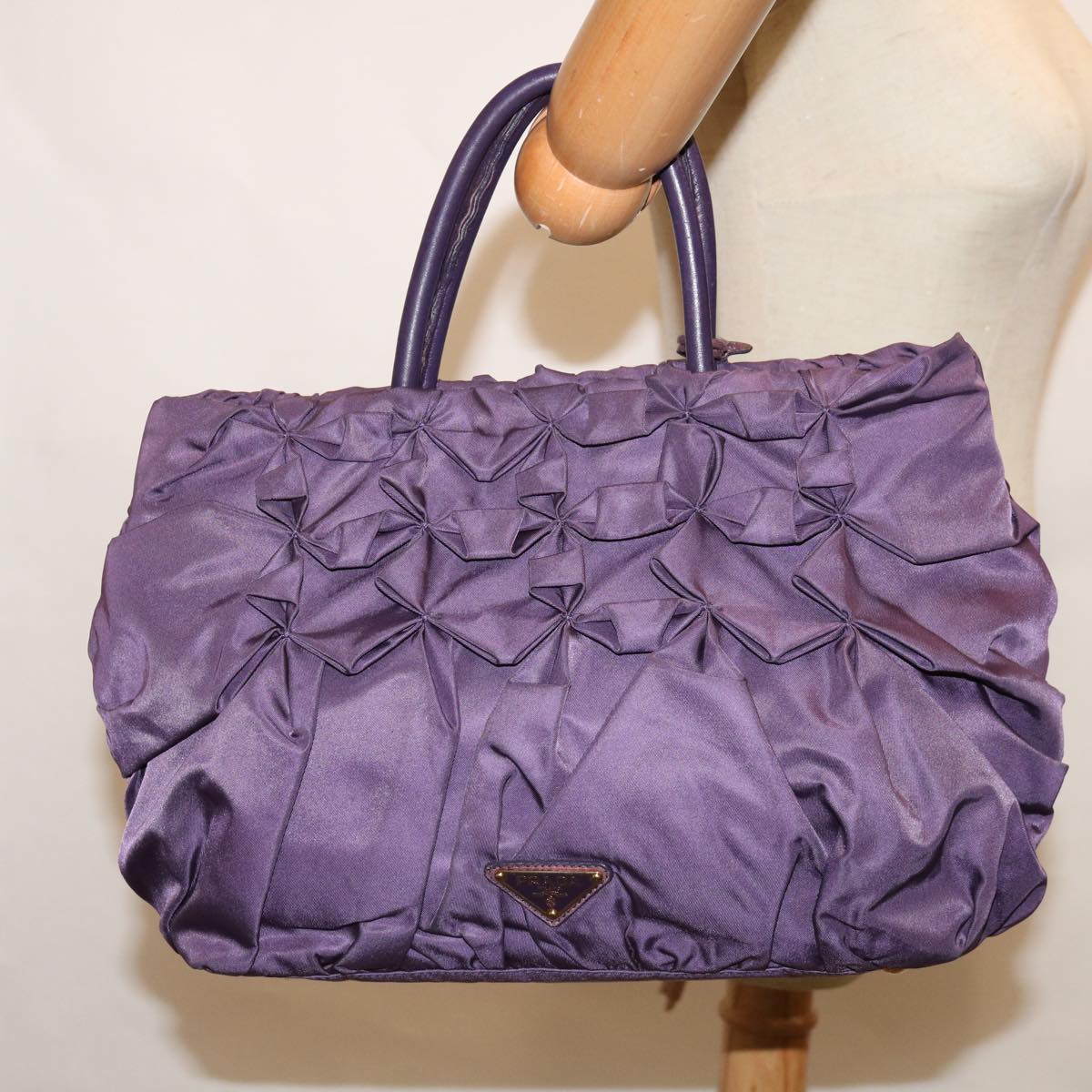 PRADA Hand Bag Nylon Purple Auth bs12374