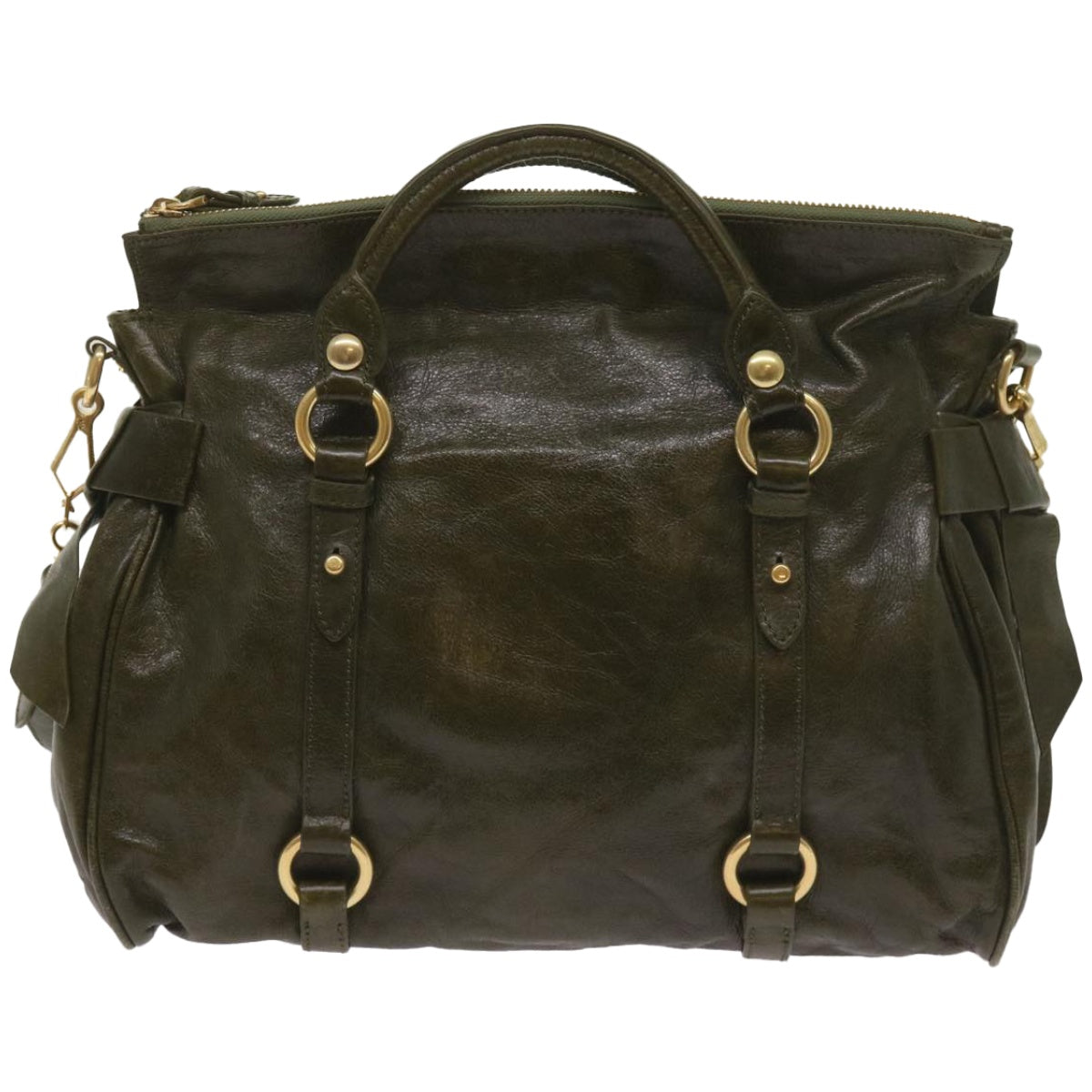 Miu Miu Hand Bag Leather 2way Green Auth bs12375 - 0