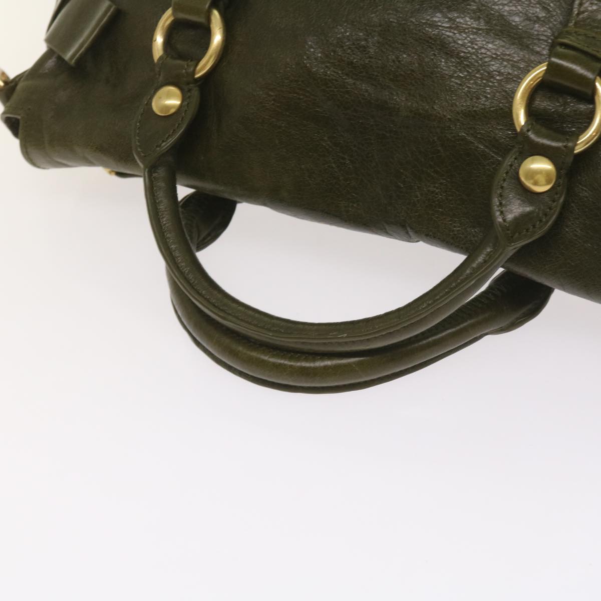 Miu Miu Hand Bag Leather 2way Green Auth bs12375