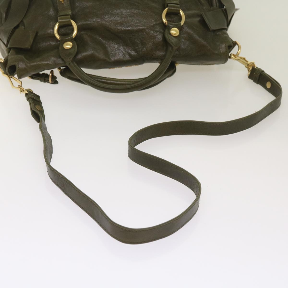 Miu Miu Hand Bag Leather 2way Green Auth bs12375
