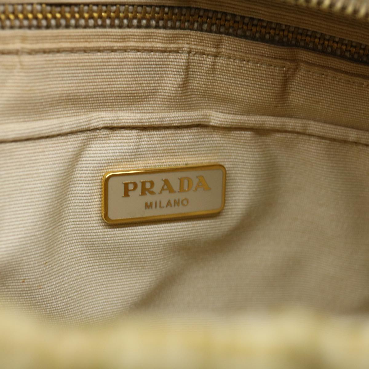 PRADA Clutch Bag Canvas Yellow Auth bs12376