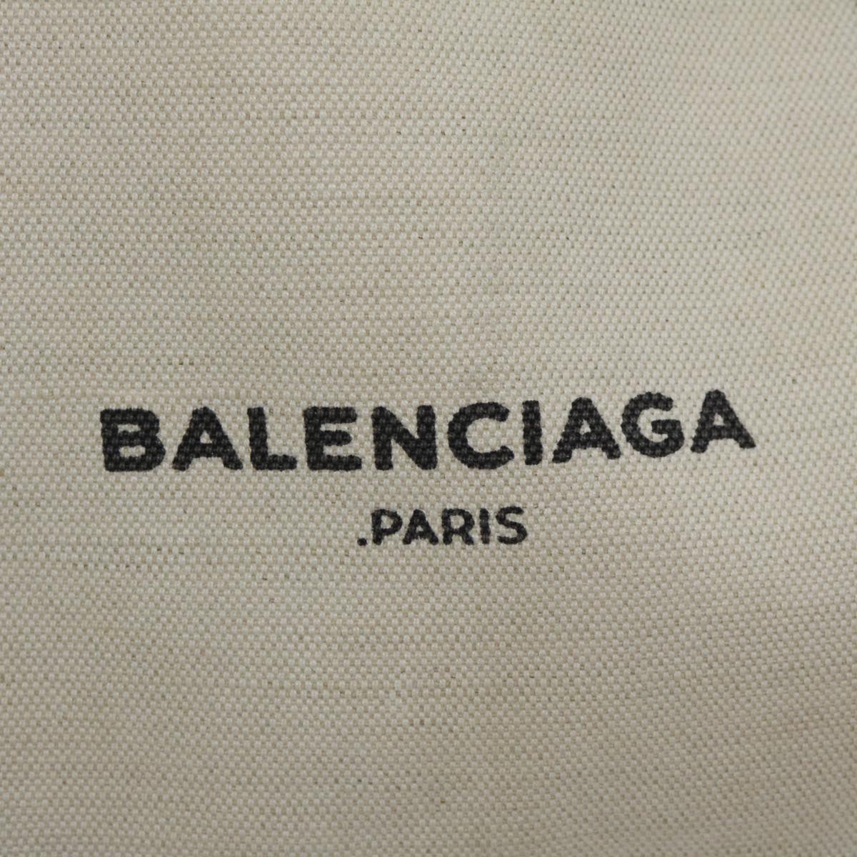 BALENCIAGA Hand Bag Canvas White Black Auth bs12378