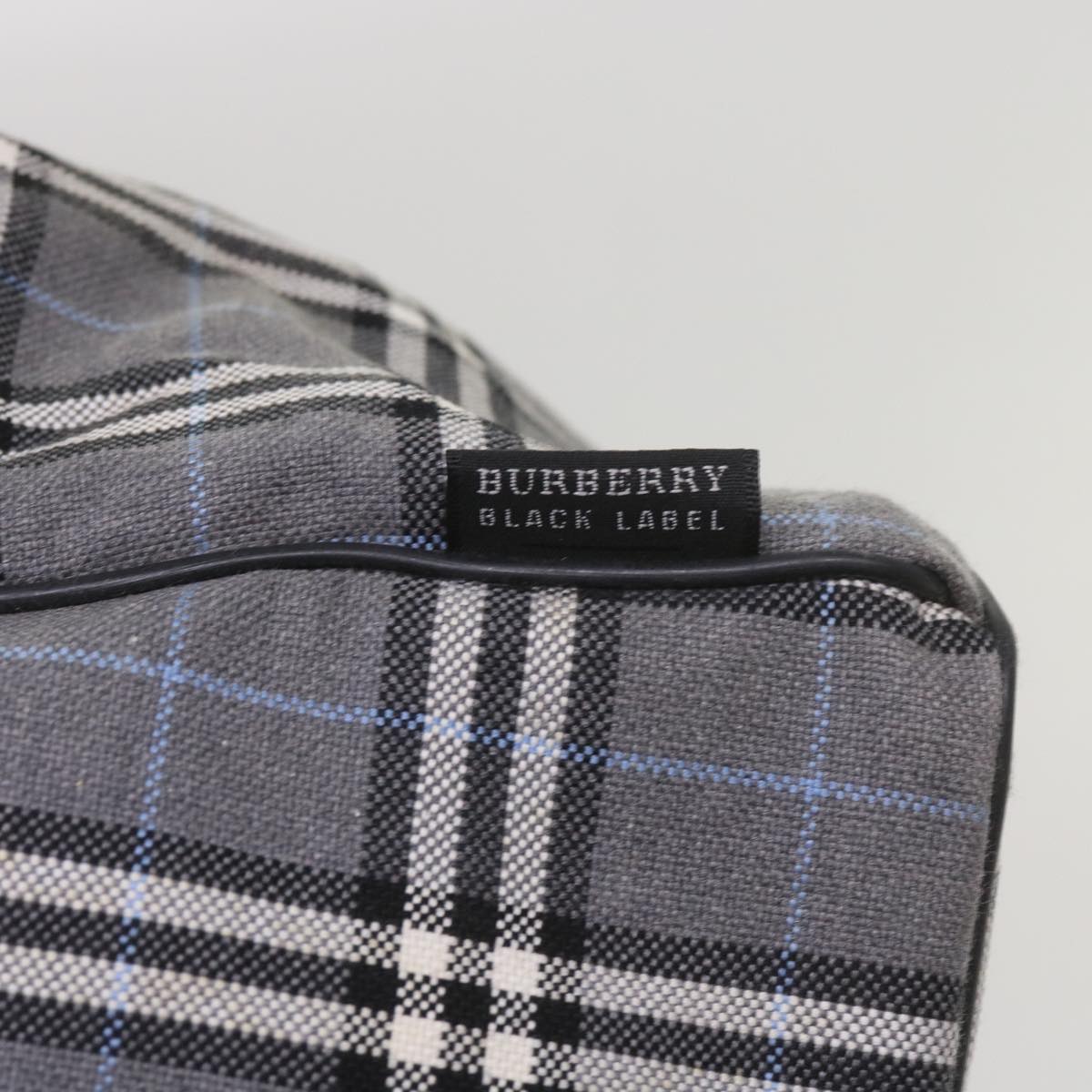 BURBERRY Nova Check Black label Hand Bag Canvas Gray Auth bs12382