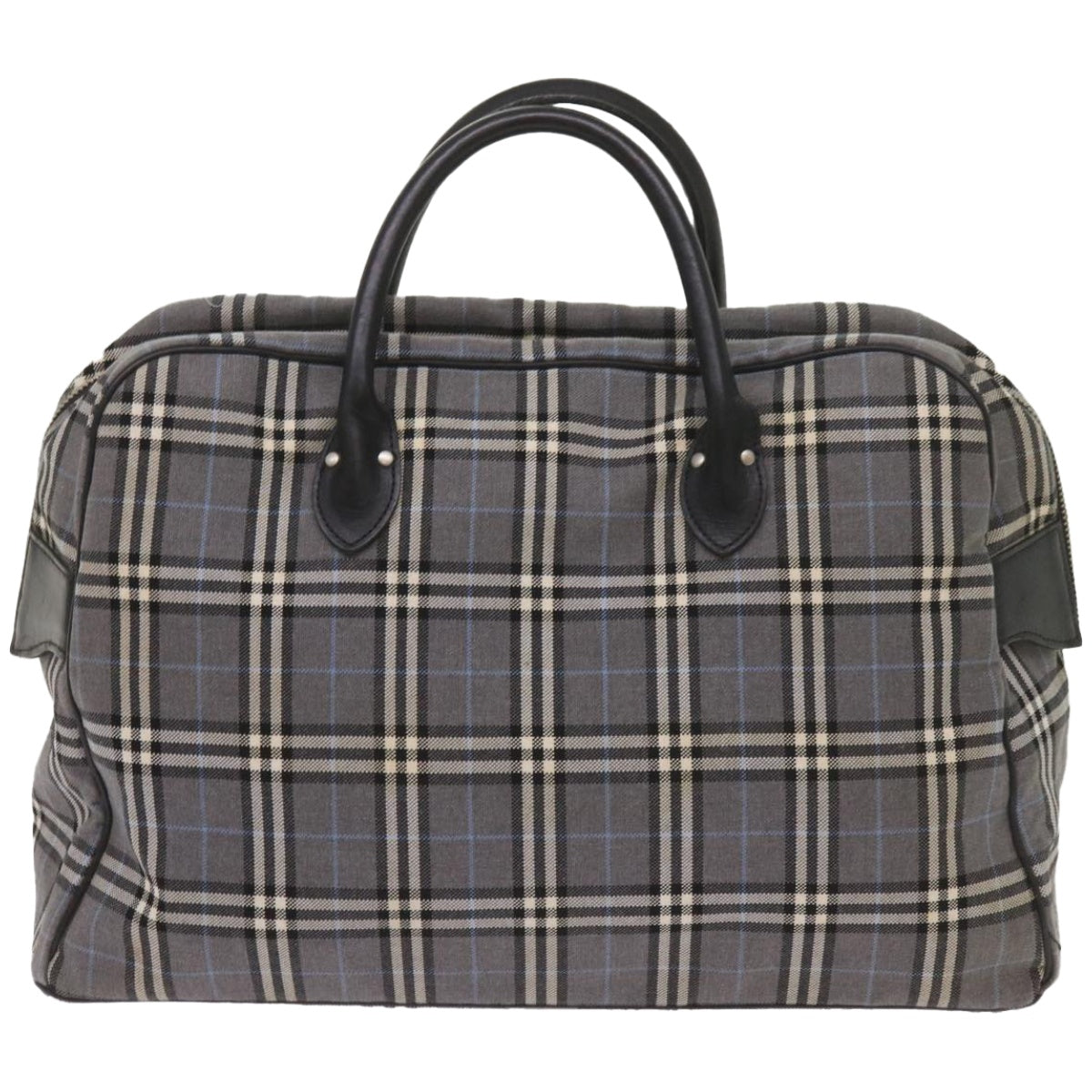 BURBERRY Nova Check Black label Hand Bag Canvas Gray Auth bs12382 - 0