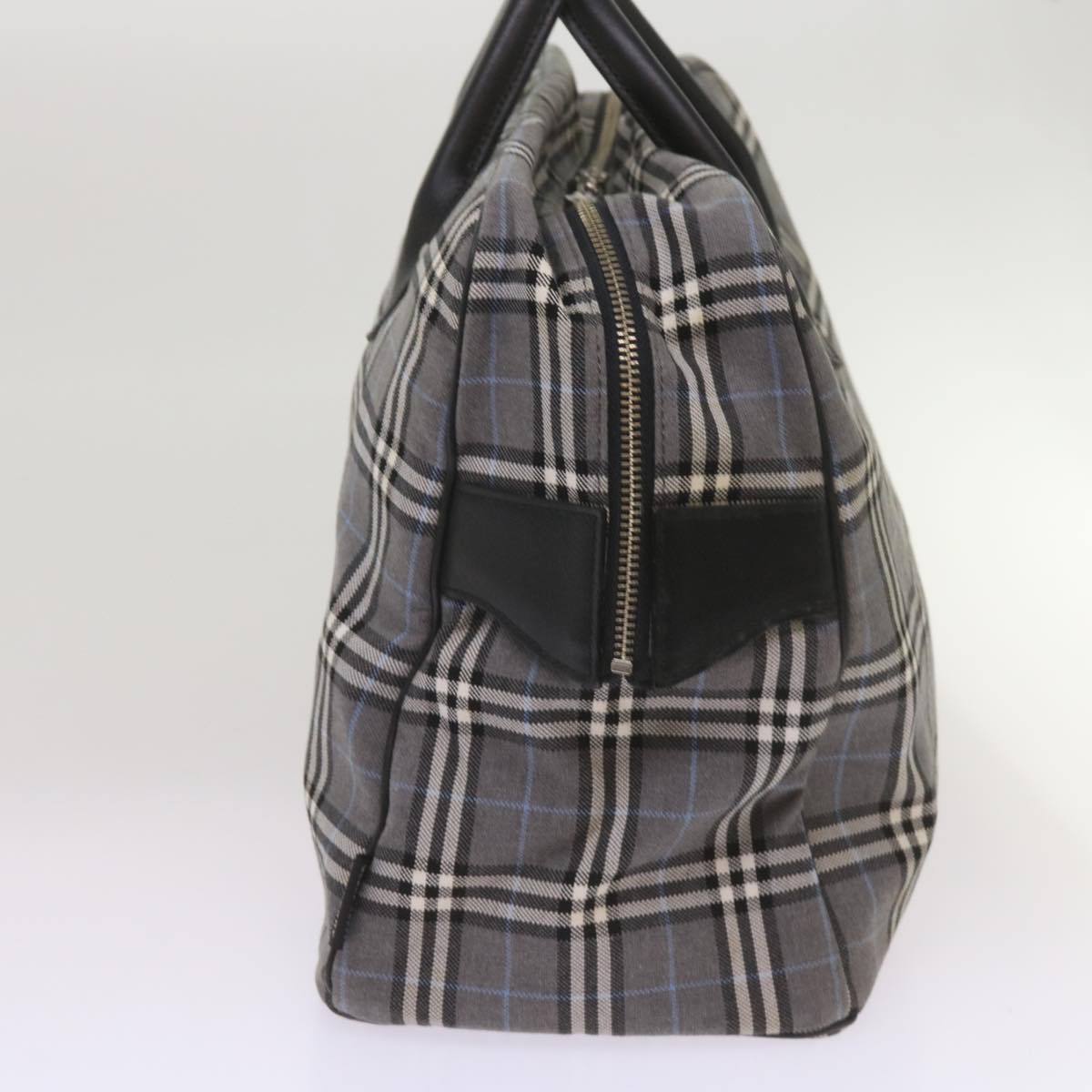 BURBERRY Nova Check Black label Hand Bag Canvas Gray Auth bs12382