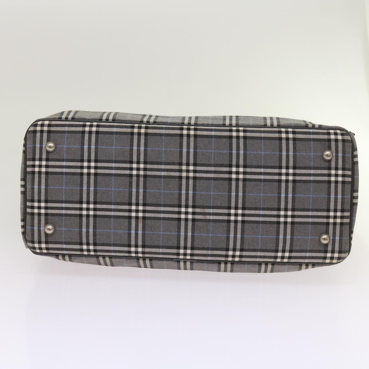 BURBERRY Nova Check Black label Hand Bag Canvas Gray Auth bs12382