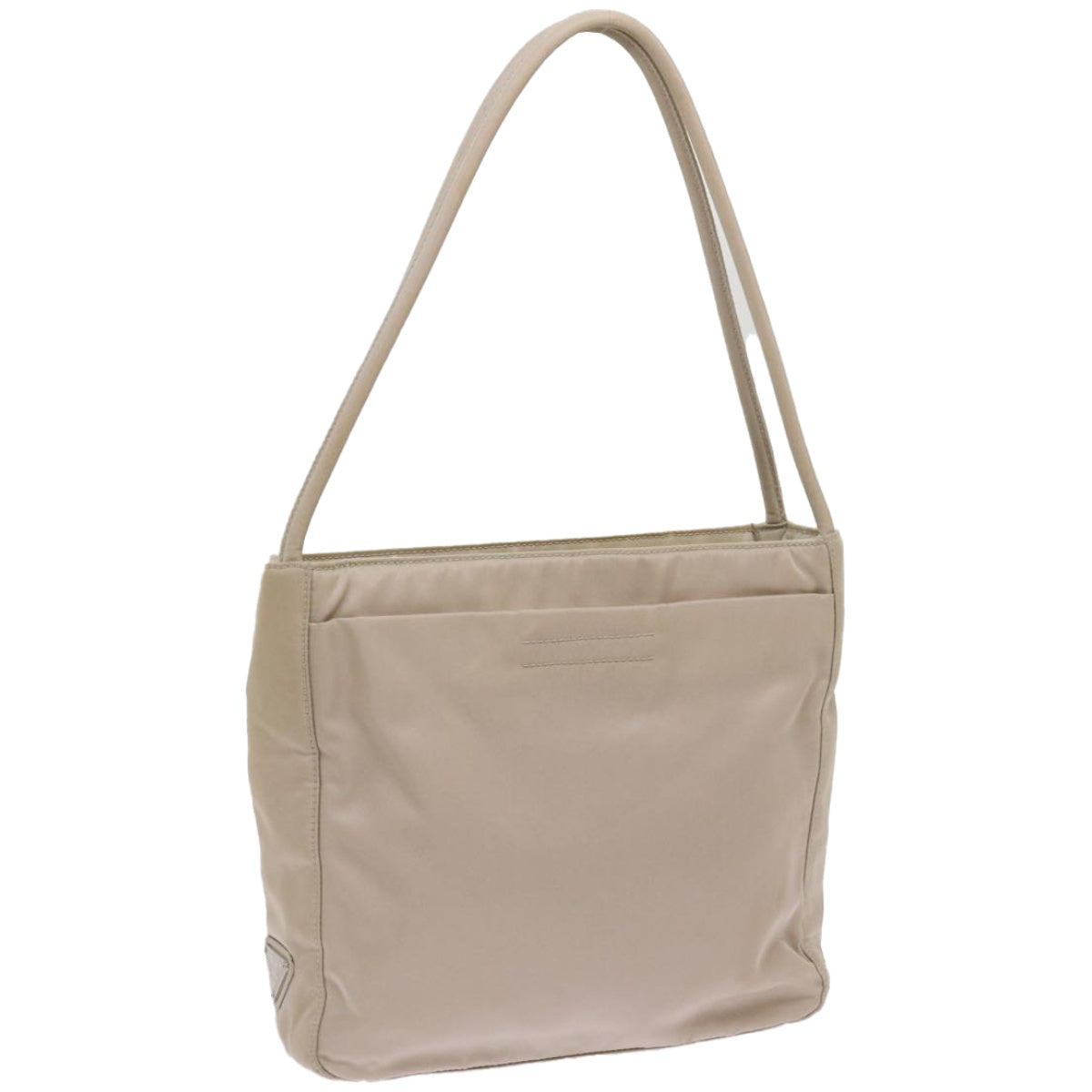 PRADA Hand Bag Nylon Beige Auth bs12390