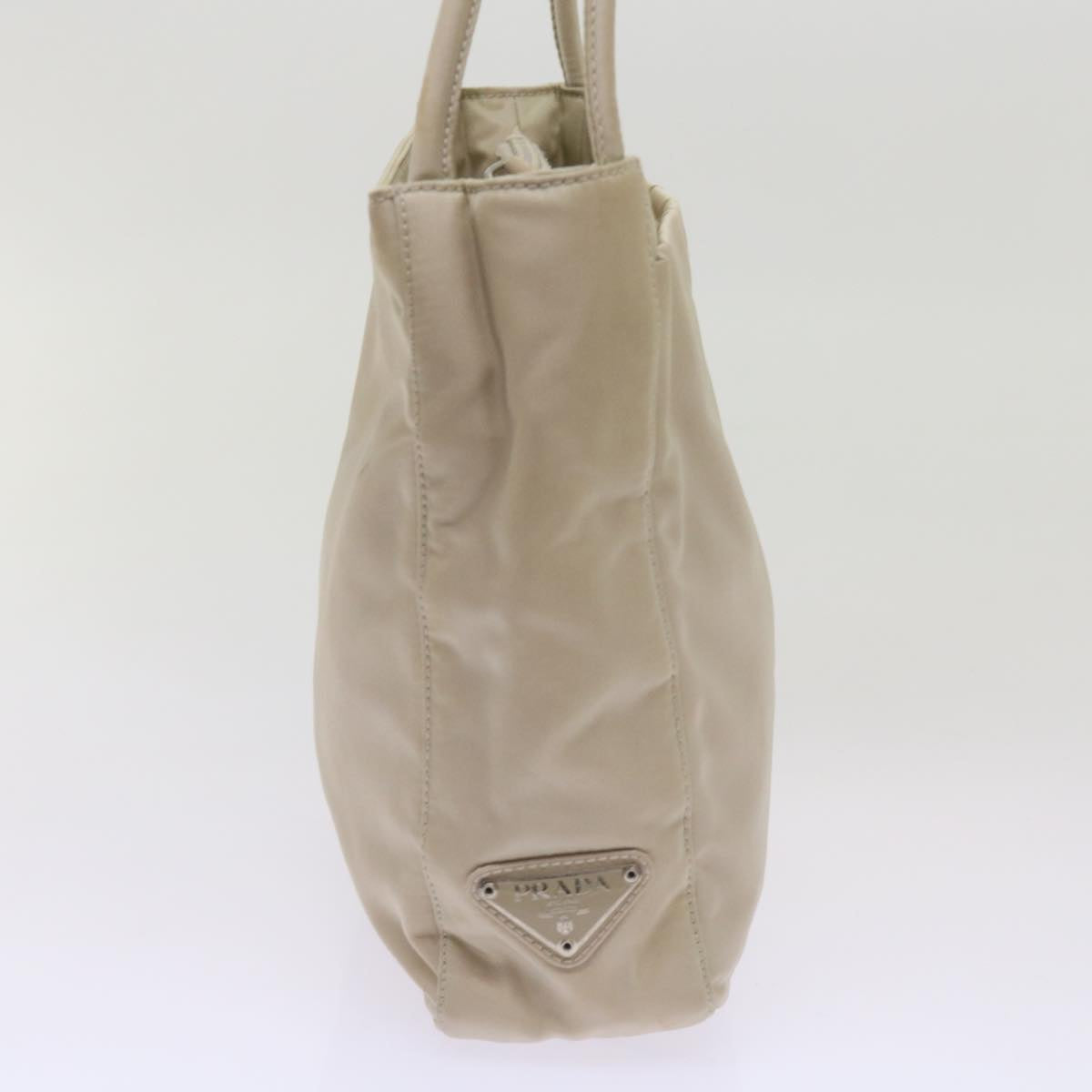PRADA Hand Bag Nylon Beige Auth bs12390