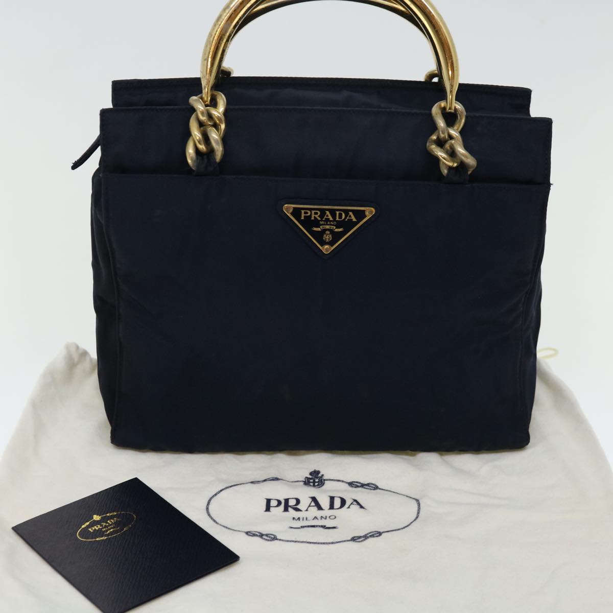 PRADA Hand Bag Nylon Navy Auth bs12391