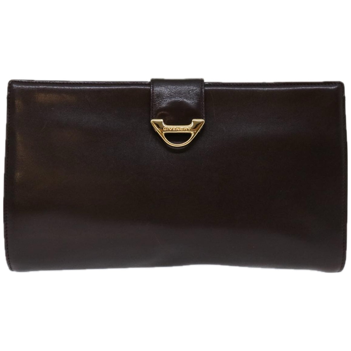 GIVENCHY Clutch Bag Leather Brown Auth bs12406 - 0