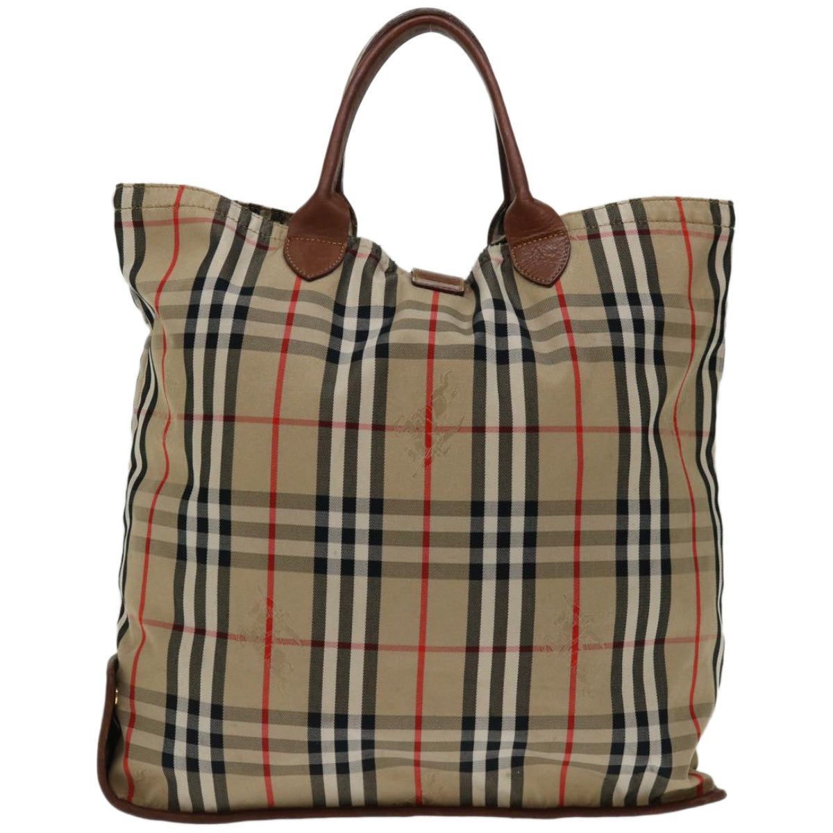 BURBERRY Nova Check Hand Bag Canvas Beige Auth bs12410 - 0