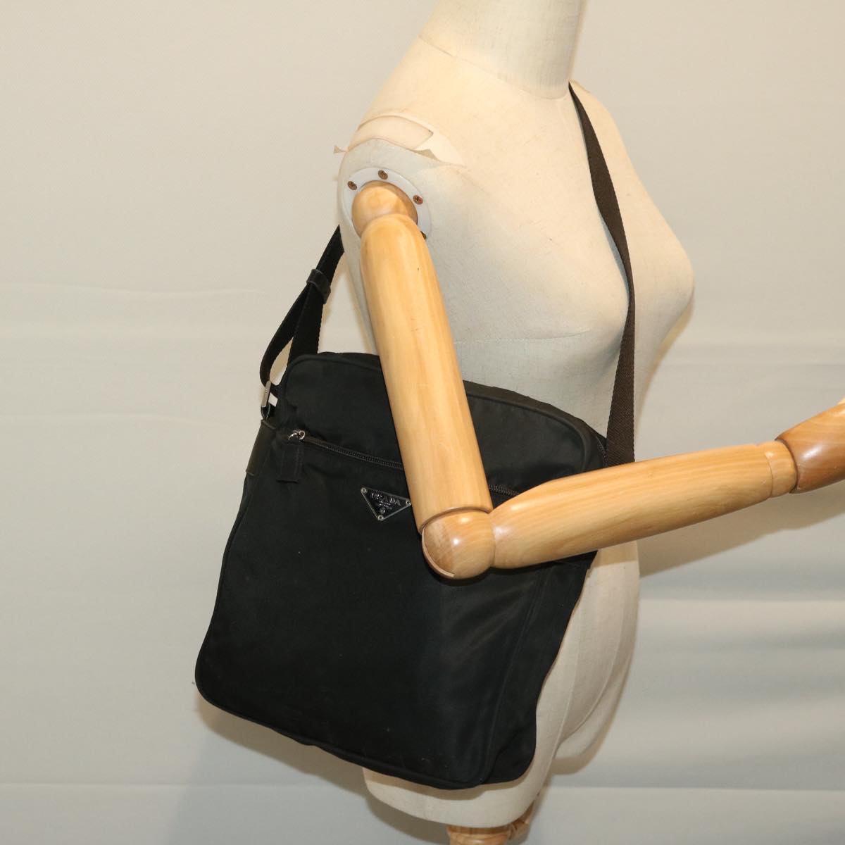 PRADA Shoulder Bag Nylon Black Auth bs12411