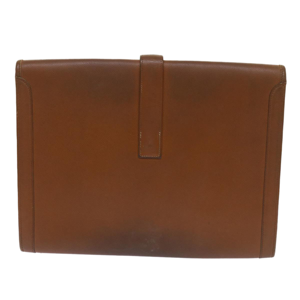 HERMES Clutch Bag Leather Brown Auth bs12425 - 0