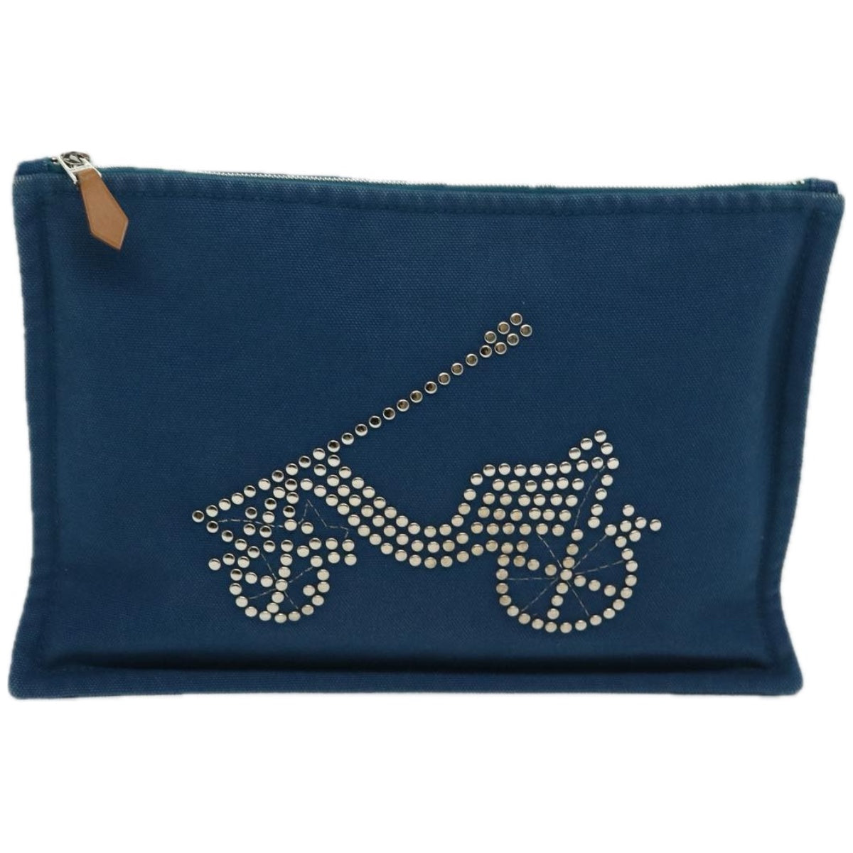 HERMES Pouch Canvas Blue Auth bs12426