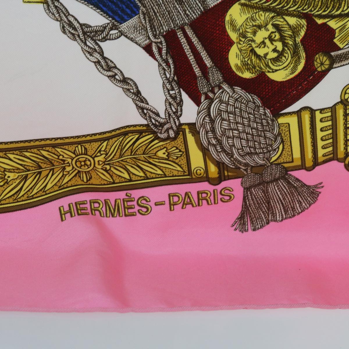 HERMES Carre 90 GRAND UNIFORME Scarf Silk Pink Auth bs12429