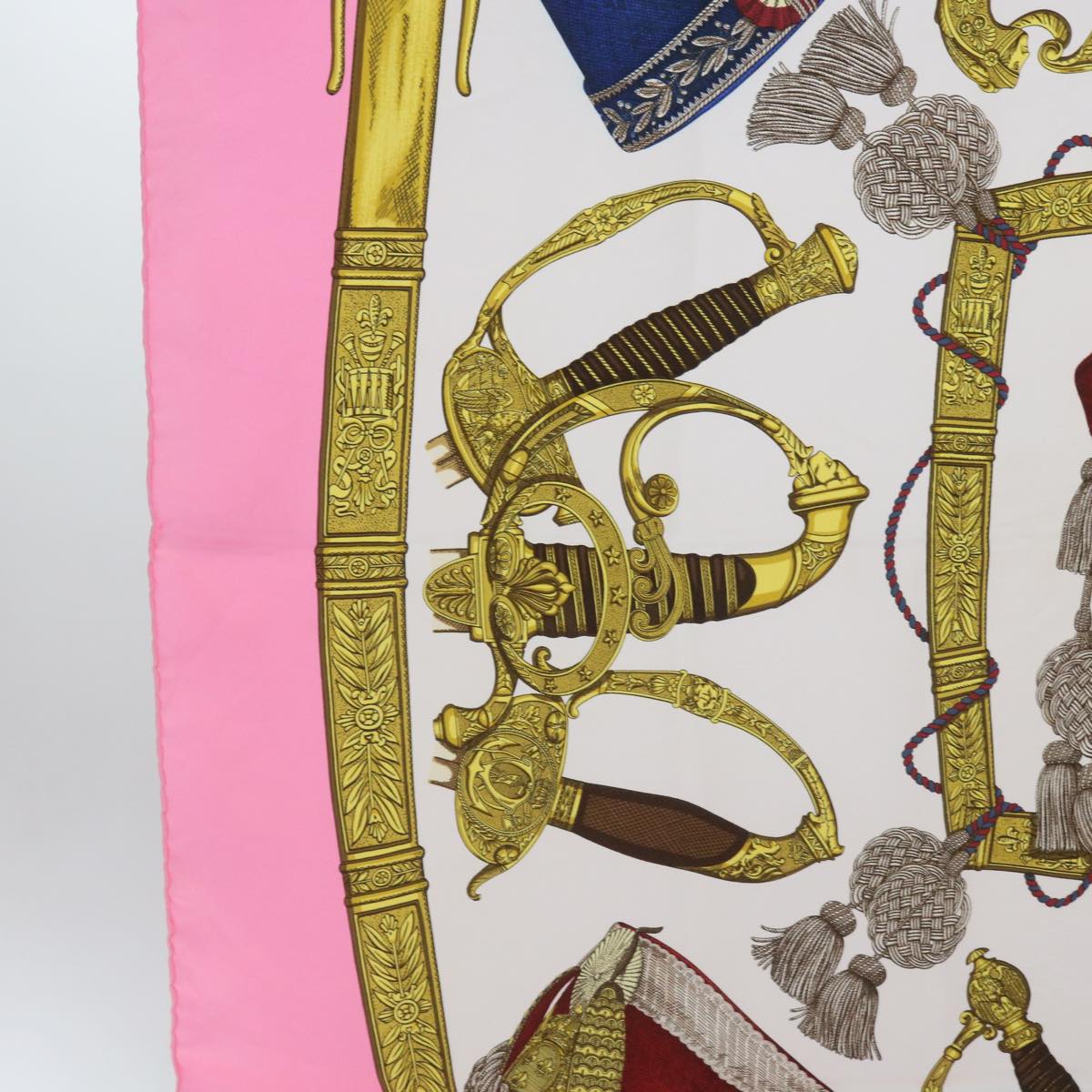 HERMES Carre 90 GRAND UNIFORME Scarf Silk Pink Auth bs12429