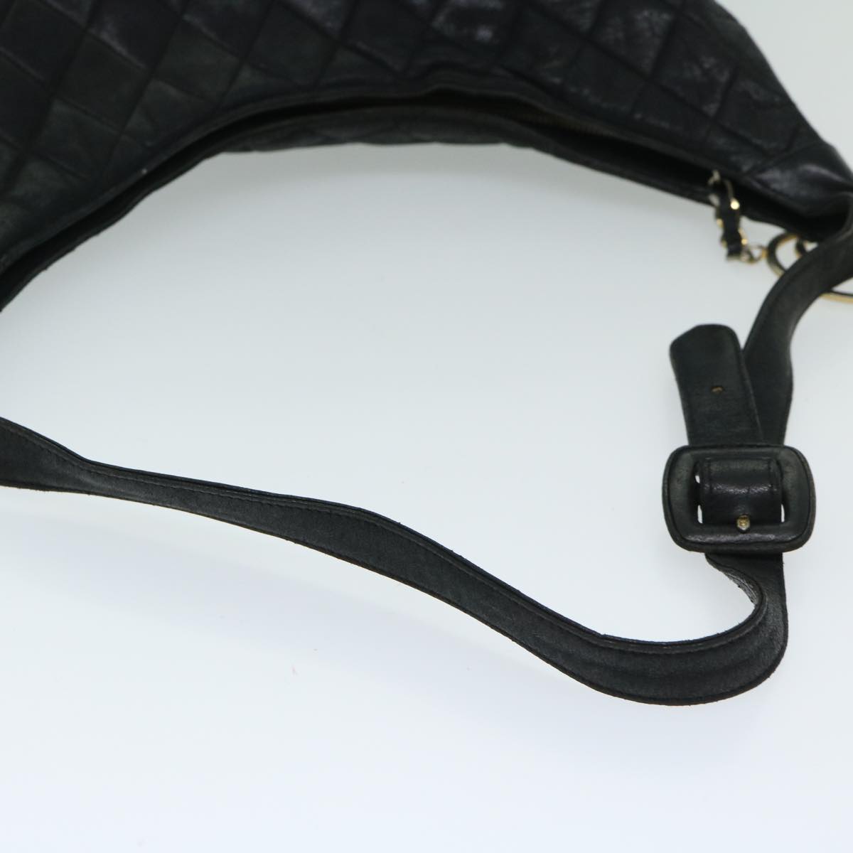 CHANEL Shoulder Bag Lamb Skin Black CC Auth bs12444