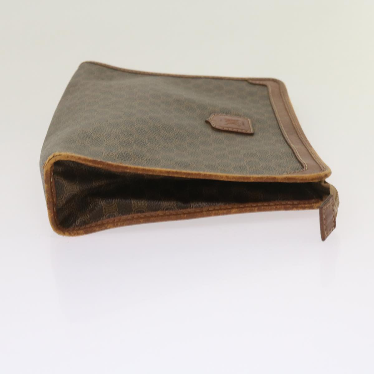 CELINE Macadam Canvas Hand Bag Clutch Bag PVC 4Set Brown Beige Auth bs12454
