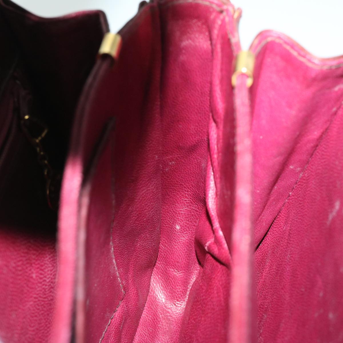 CELINE Shoulder Bag Leather Red Auth bs12455