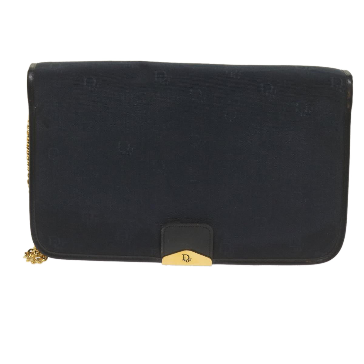 Christian Dior Chain Shoulder Bag Canvas Navy Auth bs12458