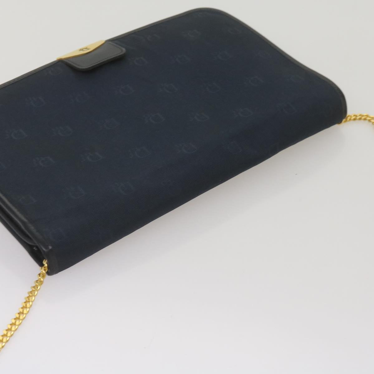 Christian Dior Chain Shoulder Bag Canvas Navy Auth bs12458