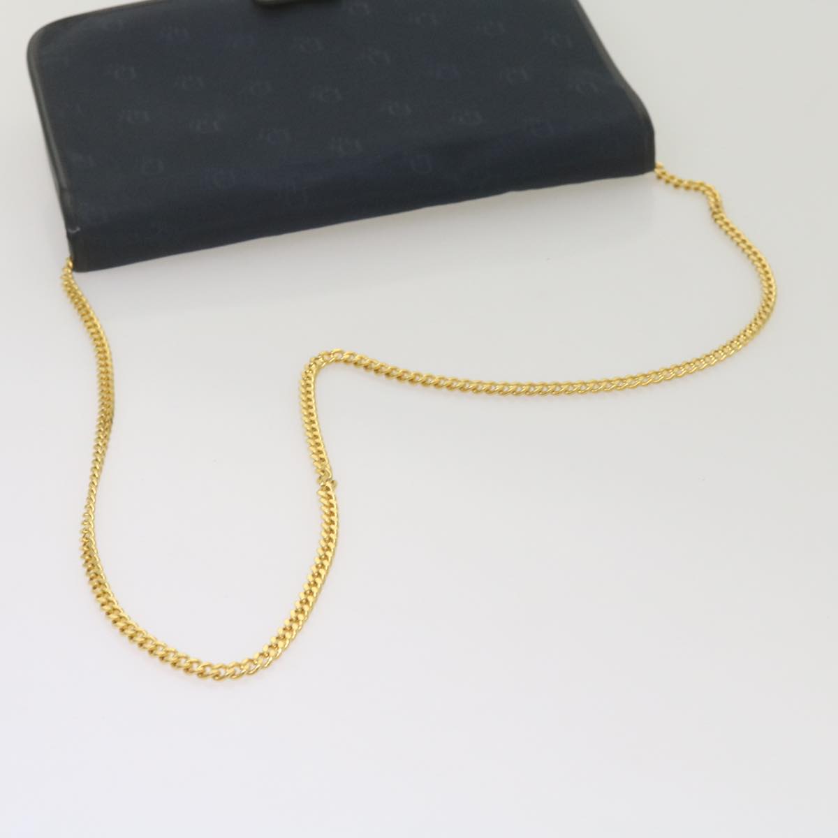 Christian Dior Chain Shoulder Bag Canvas Navy Auth bs12458