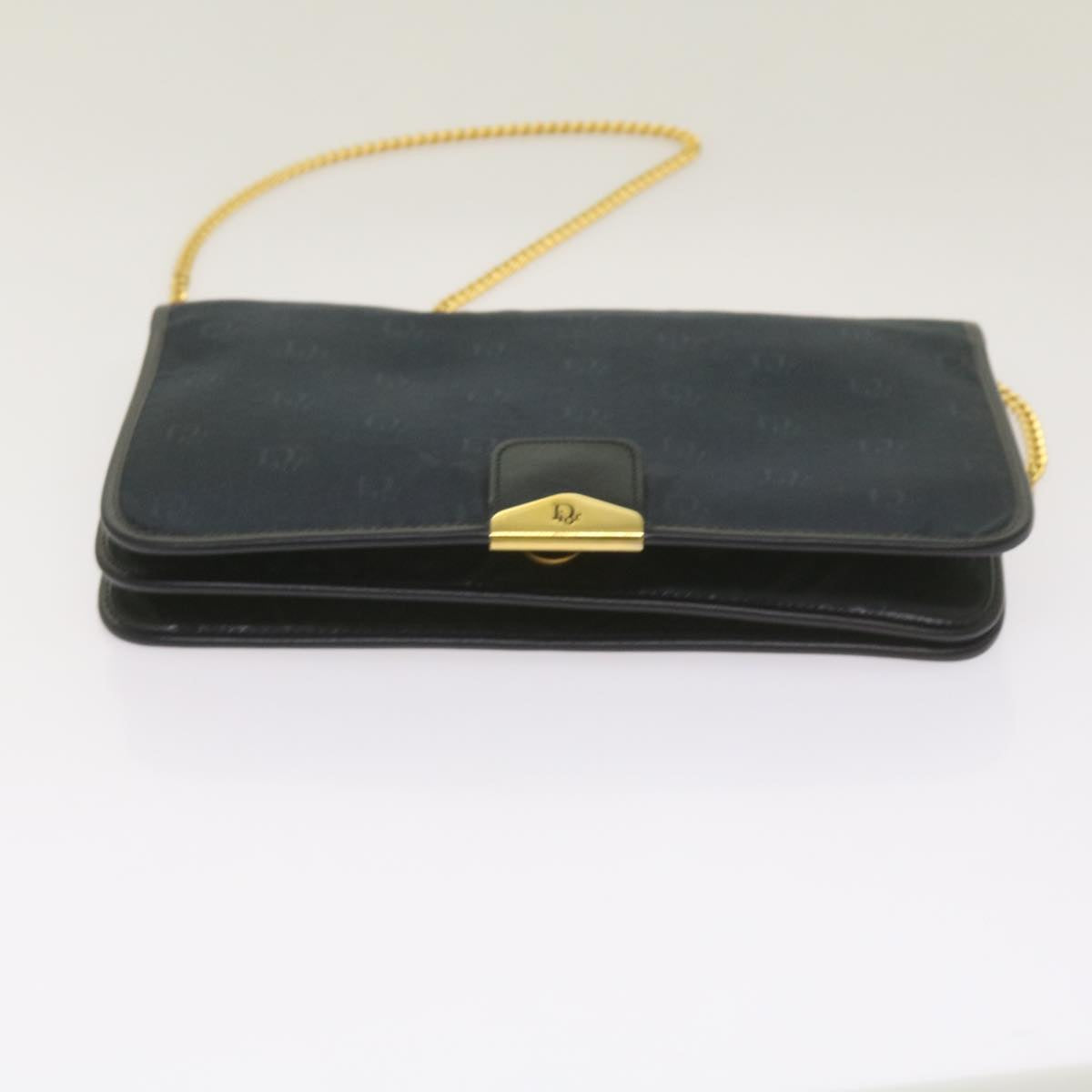 Christian Dior Chain Shoulder Bag Canvas Navy Auth bs12458