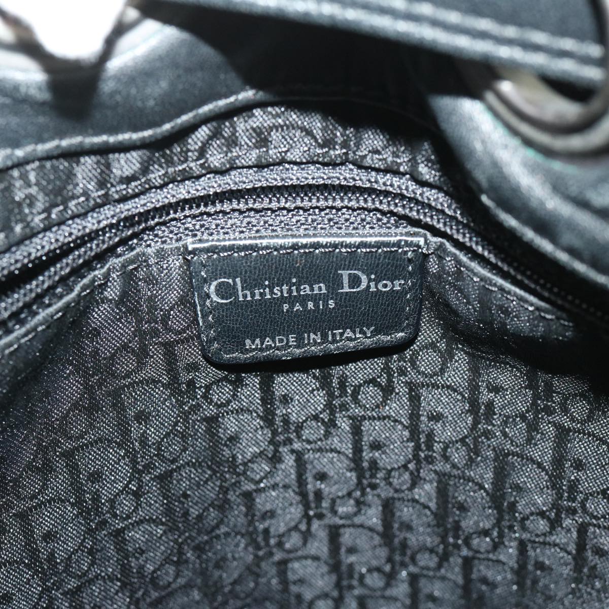 Christian Dior Canage Shoulder Bag patent Black Auth bs12459